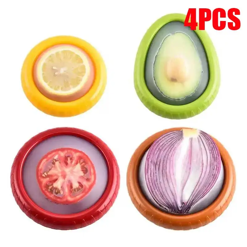 4Pcs/set Silicone Fruit Storage Box Refrigerator Mini Avocado Onion Sealed Film Food Storage Box For Keep Fresh Vegetable Fruit