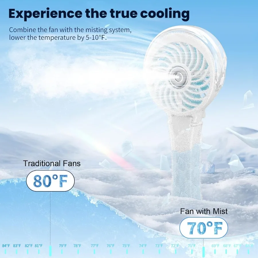 Upgraded Portable Misting Fan Handheld Mister Fan USB Rechargeable Personal Mist Fans Spray Water Fans Mini Cooling Hand Fans f