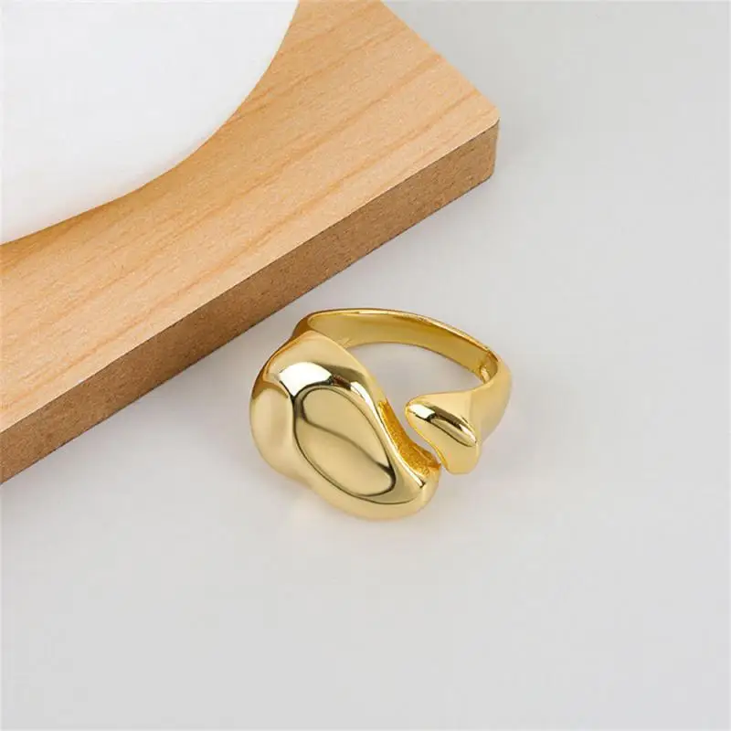 2023 New Trend Rings Stainless Steel Rings For Women Gold Color Hollow Wide Ring Female Male Party Finger Jewelry Accessories