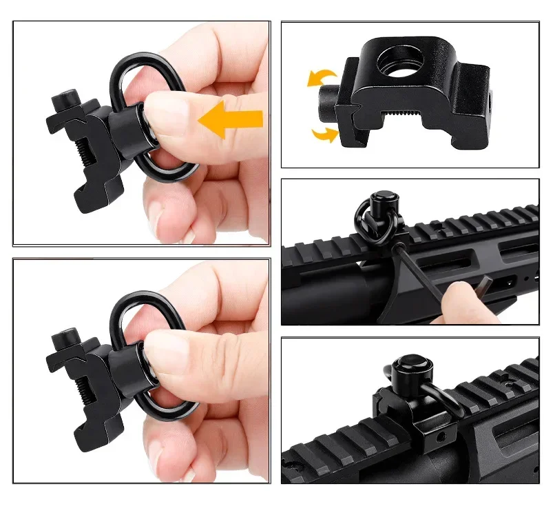 Adattatore per montaggio girevole con imbracatura a sgancio rapido Attacco per anello per imbracatura con cinghia per fucile QD da 1,25 pollici Accessori per pistola da caccia su guida da 20 mm