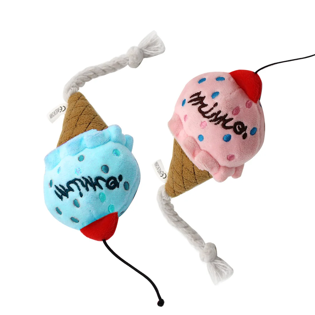 Fast Food Plush Squeaky Dog Toys, Hamburger Fries Cake Hot Dog Ice Cream Chicken Leg Squeaky Pet Chew Toy, Soft Stuffed Interactive Puppy Toy for Boredom Relief, Small Medium Dogs & Cats - view 2