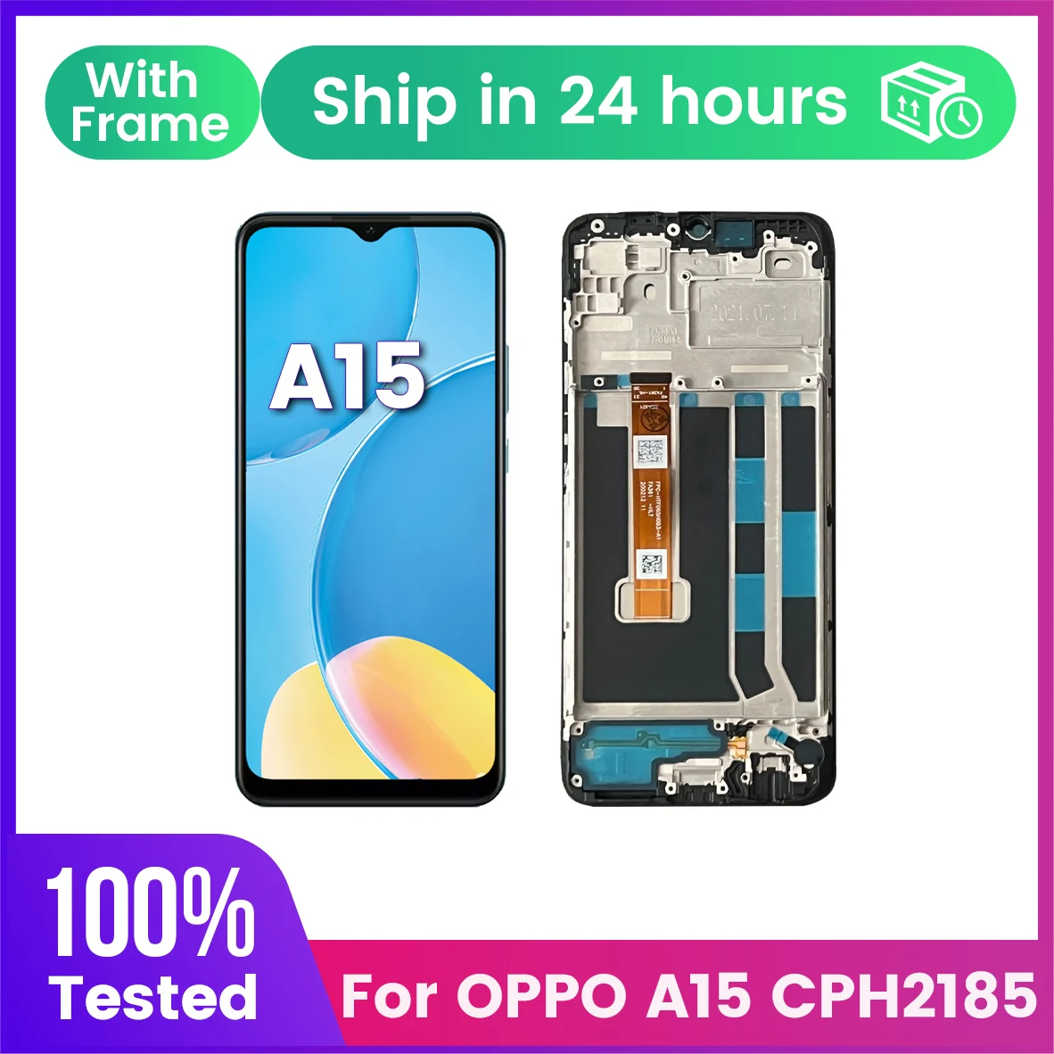 GEFENSI6.52 ''IPS para OPPO A15 CPH2185 LCD Pantalla táctil Digiziter montaje Pantalla para OPPO A15 Pantalla con marco LCD