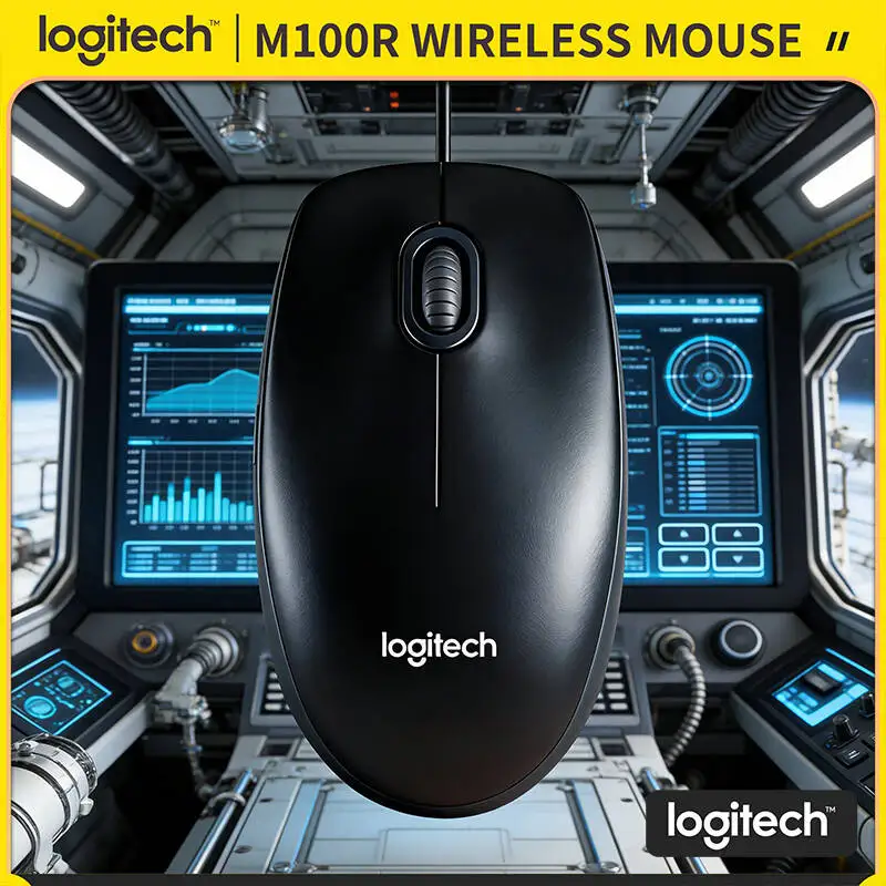 

Logitech M100R USB Wired Optical Mouse 1000DPI Ergonomic Design 3-Button Scroll 1.8m Cable for Laptop Desktop Office