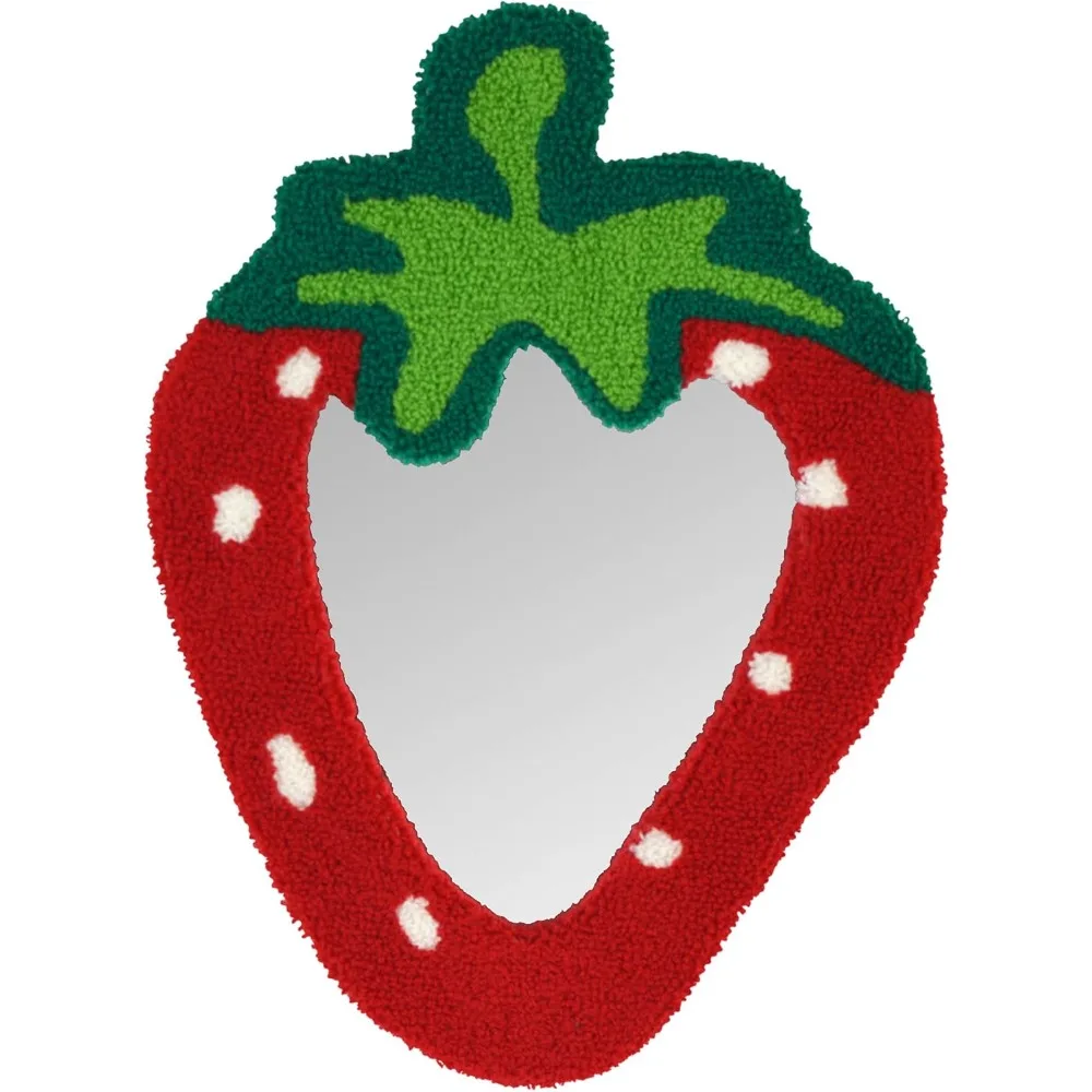 

Wall Mirror, 8.6x11.8 inches Red Strawberry Wall Mirror with Flannel Frame, Wall Decor Mirror