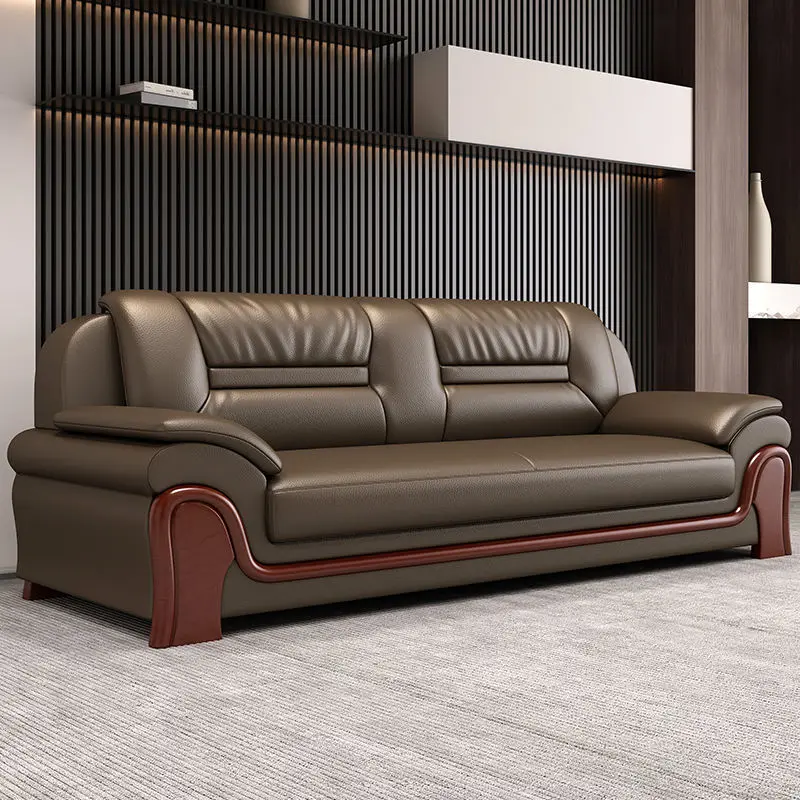 Minimalist leather office coffee table and sofa