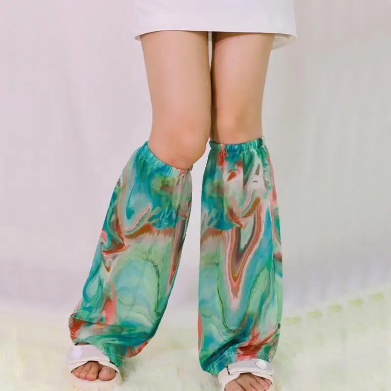 P88A Women Printed Leg Warmers Loose Wide Leg Socks for Cosplay Party Accessories