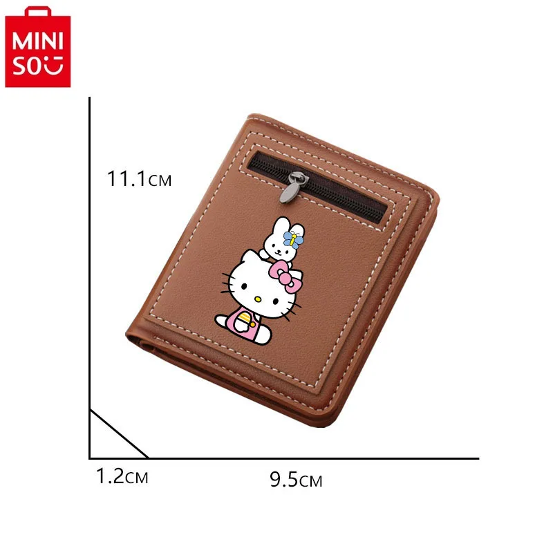 MINISO sanrio Hello Kitty Cartoon Print Wallet Student Short Fashion Zipper Wallet Coin Storage Multi functional Zero Wallet