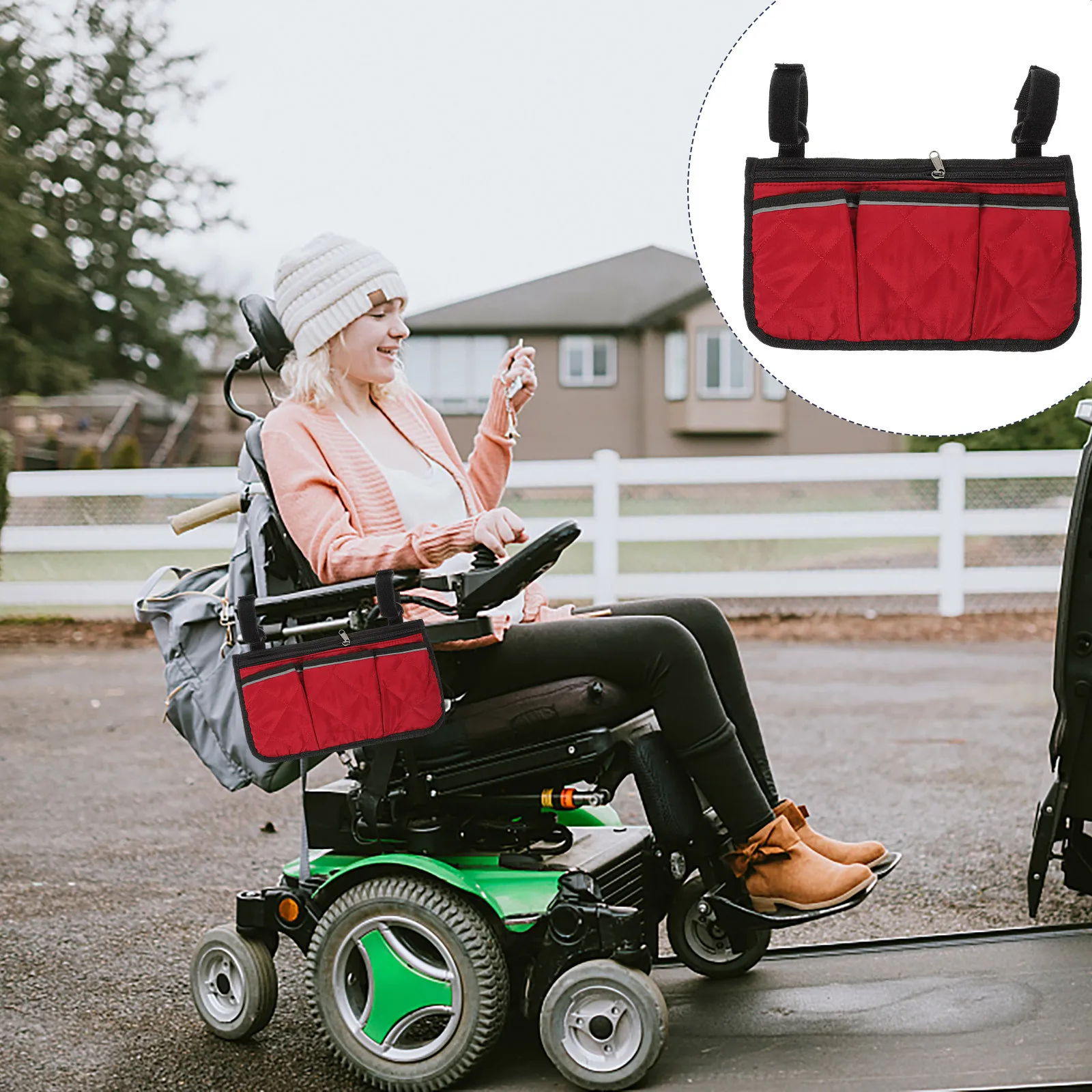 

Wheelchair Side Bag Durable Anti-Wear Practical Hanging Armrest Storage Pouch for Walker Stroller Accessories Organizer