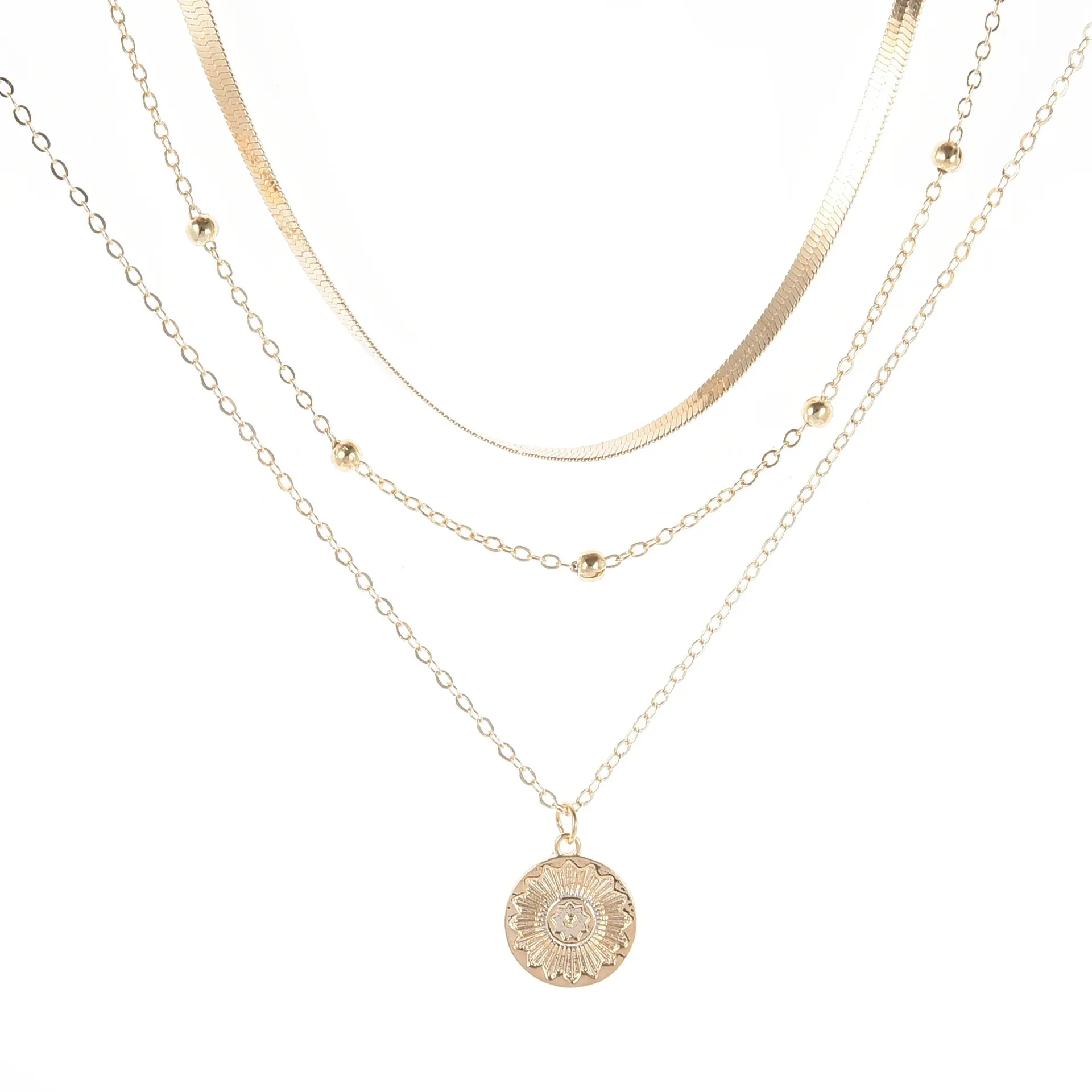 Women's diamond lotus multi-layer necklace simple and elegant style suitable for daily wear