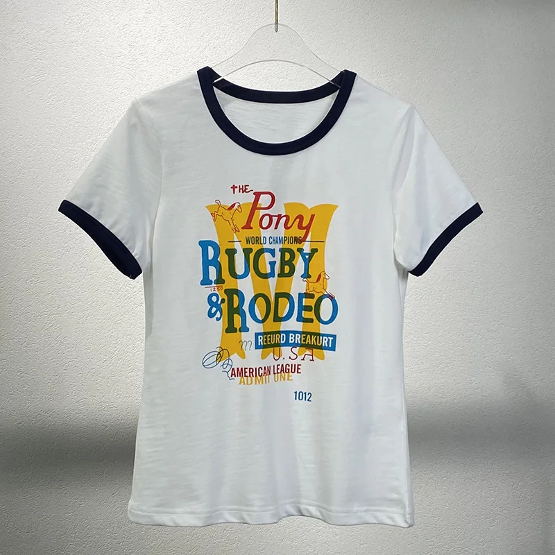 2026 Summer New Arrival Women's Casual T-shirt, Niche Letter Print Round Neck Loose Short Sleeve Blouse