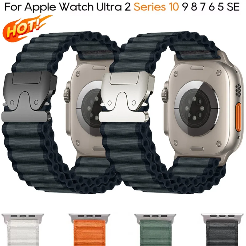 

Нейлоновый альпийский ремешок для Apple Watch Band 46 мм 49 мм 45 мм 44 мм 42 мм Браслет на запястье для IWatch Ultra 2 Series 10 9 7 8 6 5 4 Correa