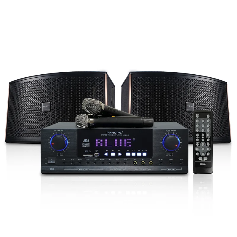 

Домашняя звуковая система караоке KTV, профессиональная аудиосистема усилителя для деревянных динамиков для вечеринок с беспроводным микрофоном