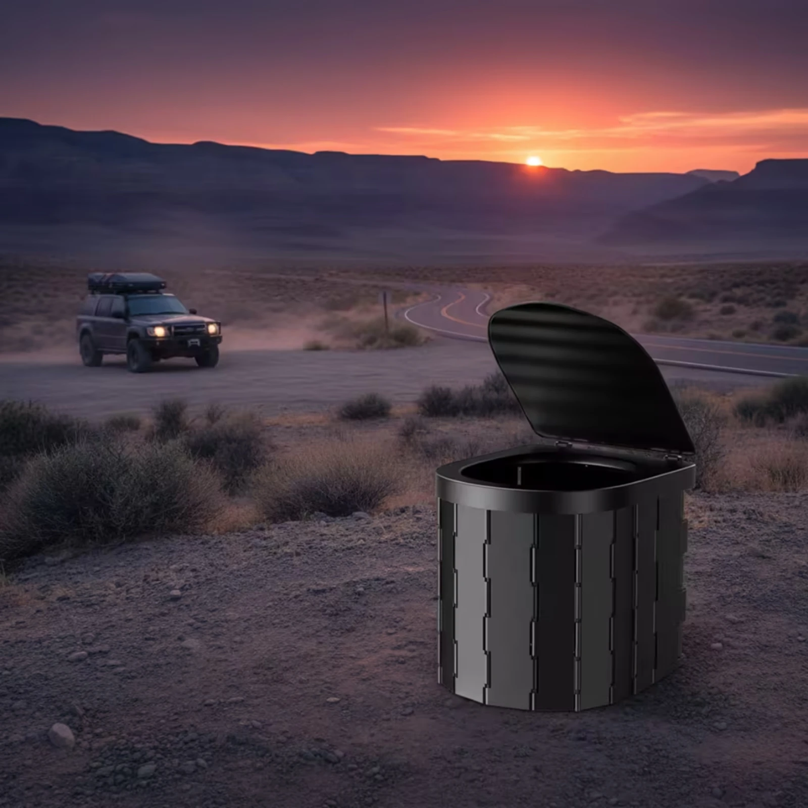 Compact Folding Camping Toilet with Hinged Lid Travel Portable Bathroom Easy to Clean Waste Bags Included for Outdoor Use