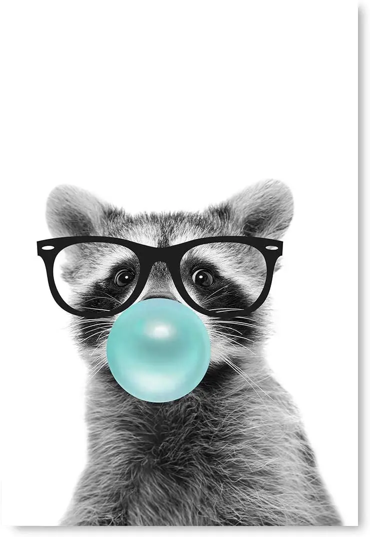 Funny Raccoon Blowing Bubble Gum Poster Decor Bubble Gum Tin Sign 8x12 Inch Home Kitchen Bedroom Bar Sign Decoration sign sign
