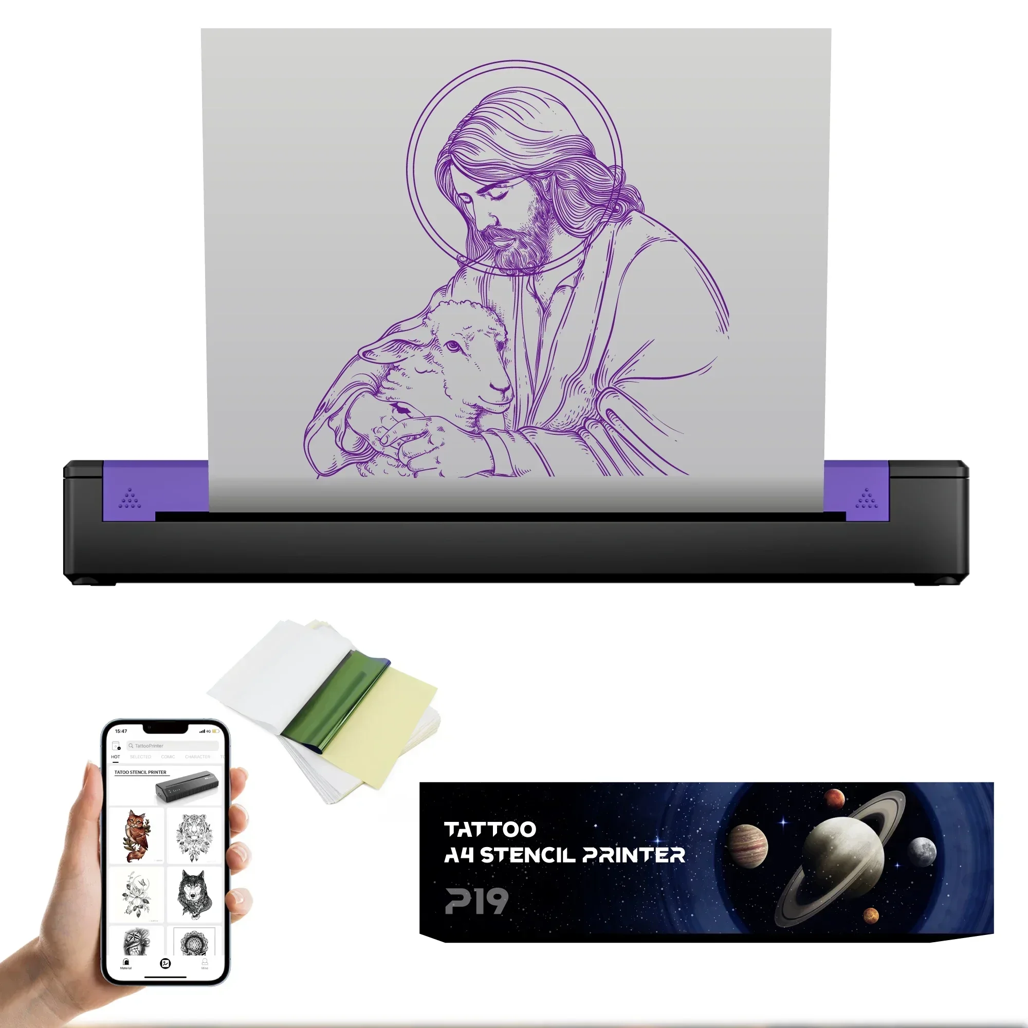 US.EU MHT-آلة طباعة الوشم الحرارية طابعة استنسل الوشم آلة ناسخة حرارية A4 طابعة الوشم الورقية المحمولة