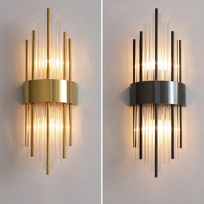 

Luxury Modern LED Gold Wall Lamp Crystal Wall Light Indoor Lighting Wall Sconce Home Decor Living Room Bedroom Bedside Stairs