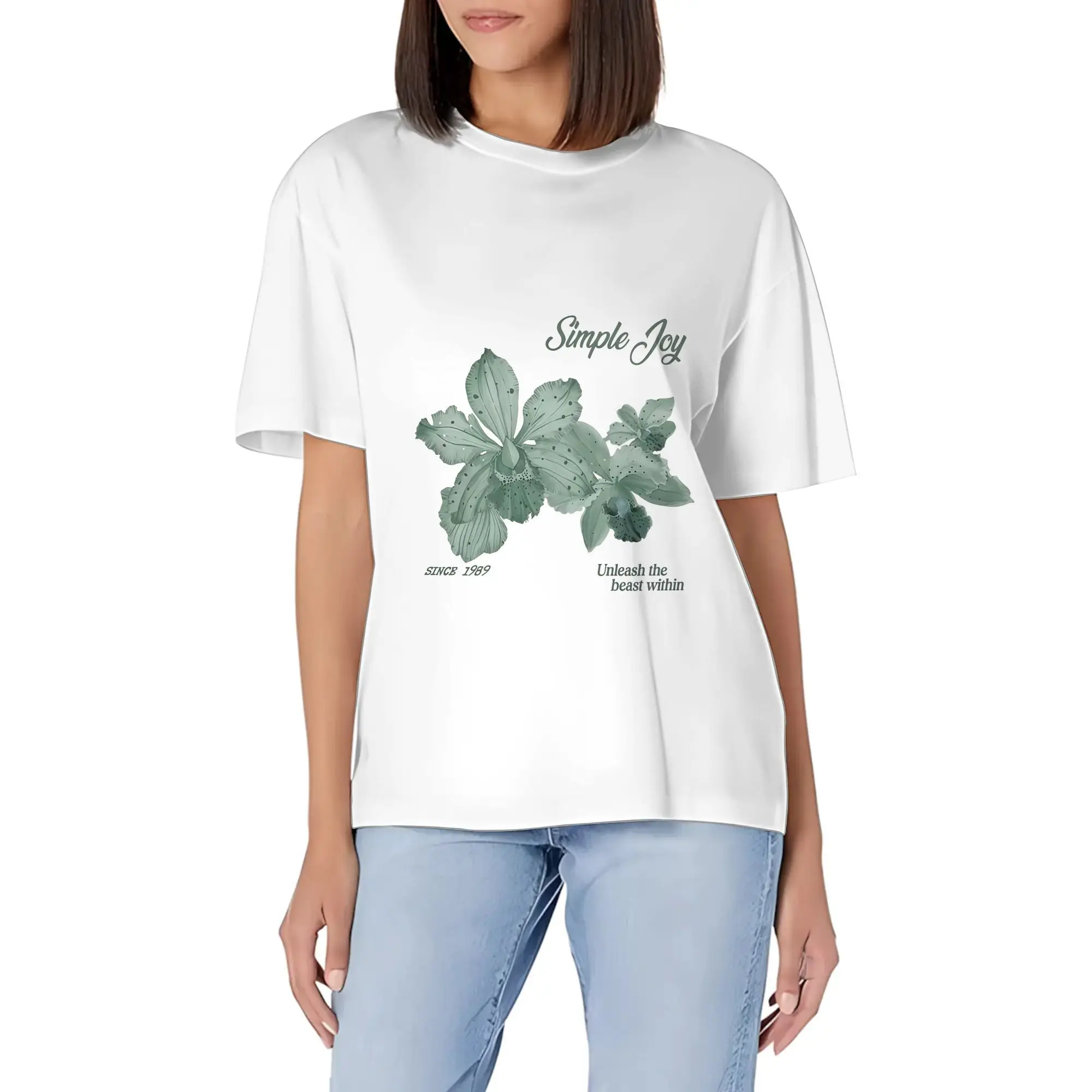 Letter & Floral Print T Shirts Fashionable And Versatile Option For Women Graphic Tee Suitable For Vacation Wear