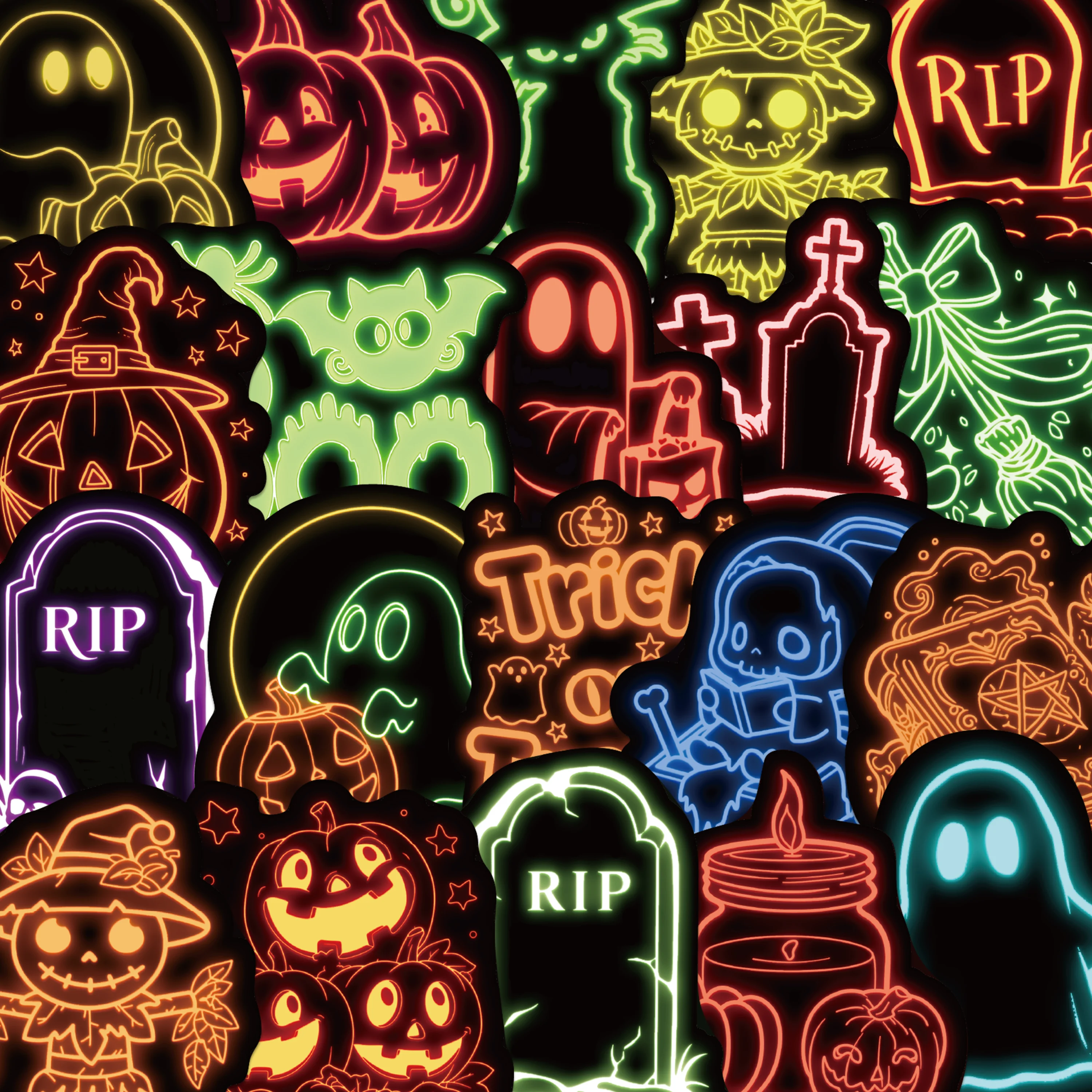50pcs Halloween Graffiti Sticker Cartoon Cute Decal For Wallet Magazine Phone Laptop Luggage Decorative Sticker Halloween Gift