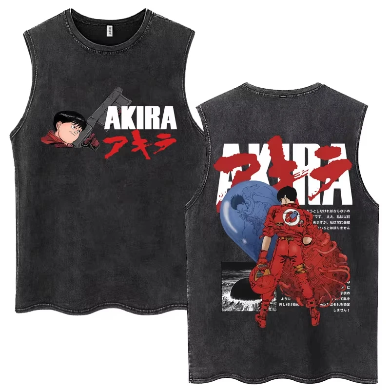 Washed Black Oversized Anime Tank, Retro Sci-Fi Collage Print, Streetwear Inspired Sleeveless Vest