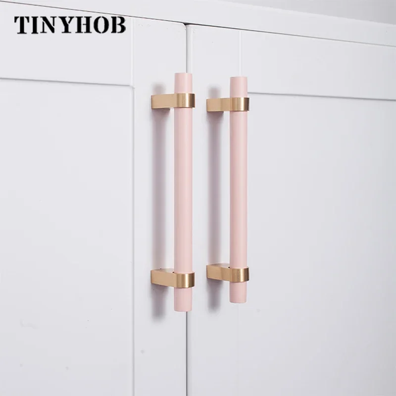 Macaron color/White Wood+Brass Cabinet Long Handles Furniture Drawer Pulls  Drawer T Bar Kitchen Pulls Pink Handle Hardware - AliExpress 13