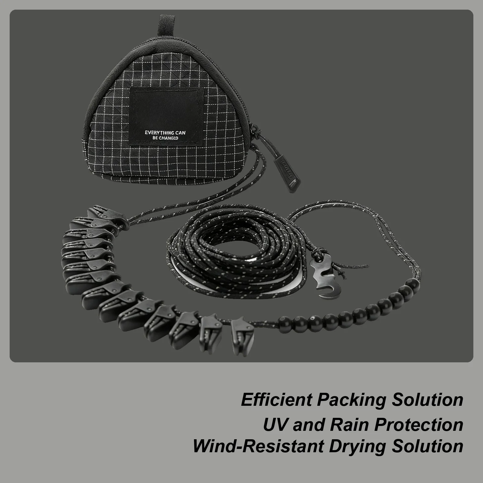 

Reflective Travel Clothesline Portable Drying Line for Hotel, Camping, RV Compact Storage Pouch, Indoor Outdoor Use