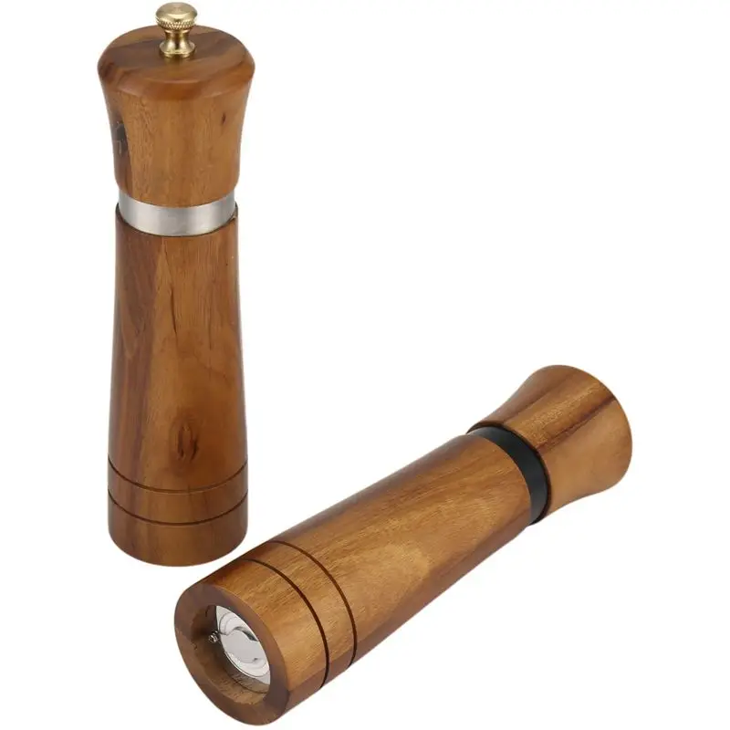 [NEW!A93G】 Salt And Pepper Grinder Set,Wooden Salt And Pepper Mill Shaker Easy Adjustable Coarseness Large Refillable