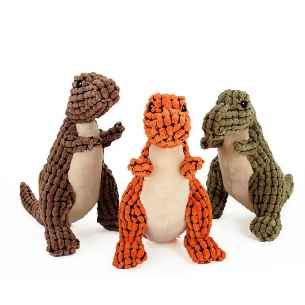 Plush Dinosaur Dog Chew Toy,Squeaky Cartoon Dinosaur,Boredom Reduction,Interactive Dino Plushie Toy Pet Supplies
