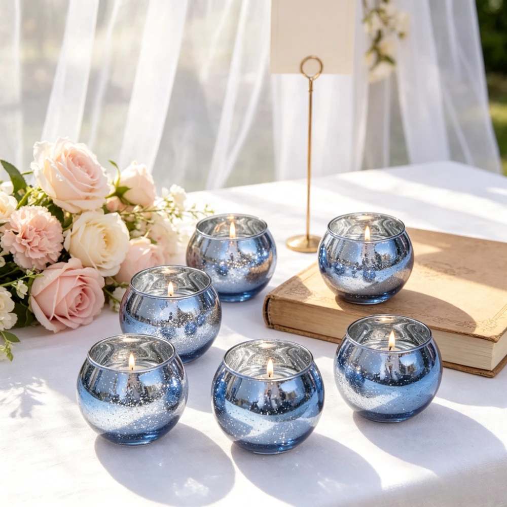 Clear Glass Tealight Candle Holders Goblet Shape Votive Tealight Cup for Wedding Dinner Table Home Party Decoration