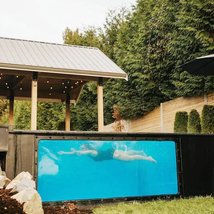 Shipping Container Pool 40ft 20ft Modern Swimming Pool Prefab Modular Above Ground Unit With Built-in Bench And Entry Steps