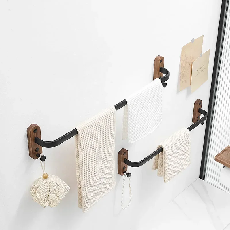 wall-mounted-bathroom-towel-bar-with-hook-wooden-black-white-toilet-towel-rack-bath-towel-storage-rack-bathroom-accessories