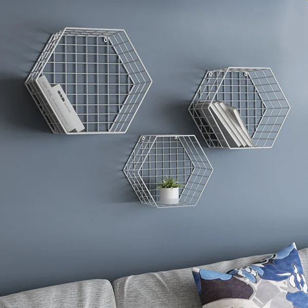 

Nordic Wind Wall Shelf TV Hanging Decorative Display Stand Metal Frame Partition Living Room Storage Rack Household