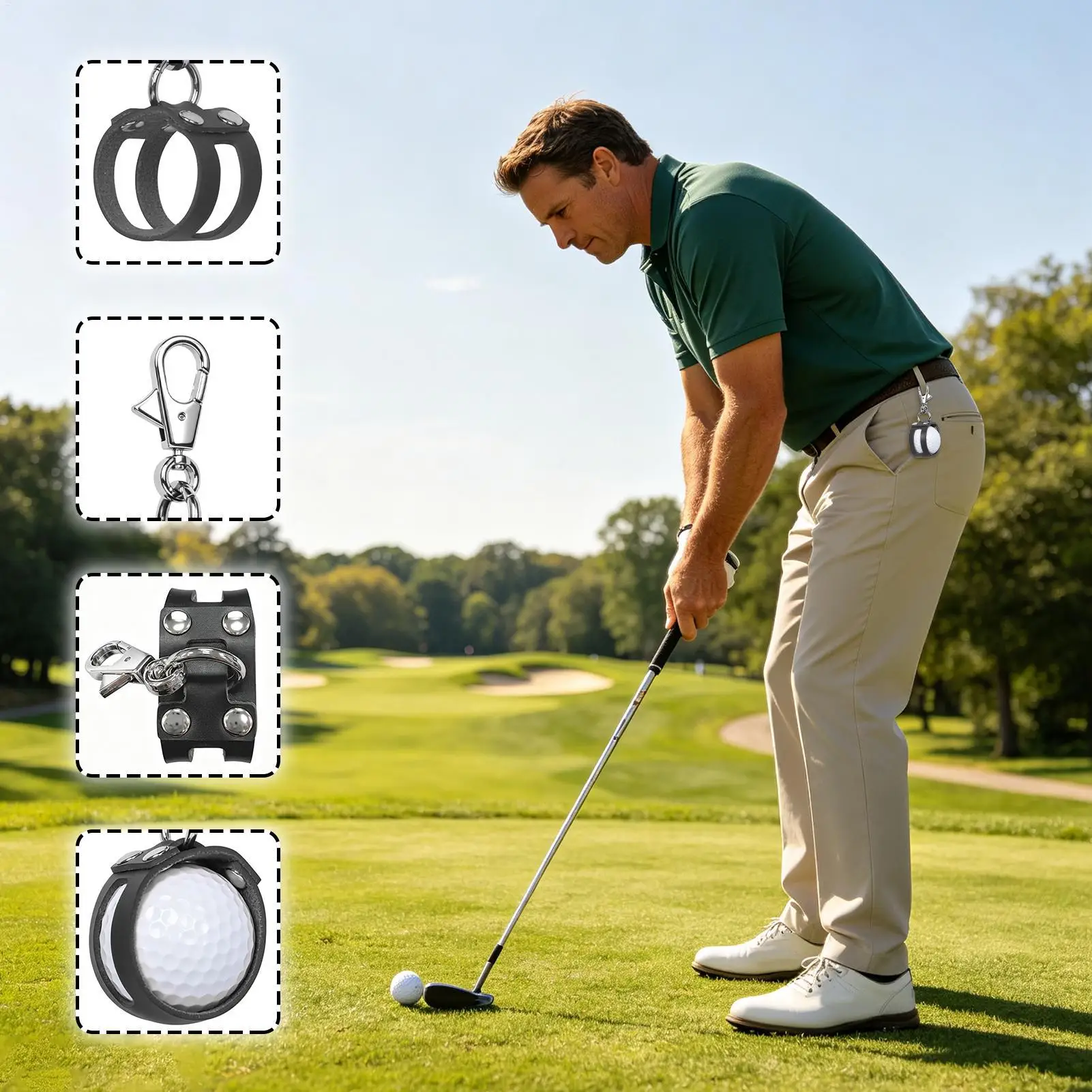 Portable Mini Golf Ball Protection Bag Outside Portable Waist Hanging Ball Case Single Ball Bag Metal Buckle Bag Golf Accessory