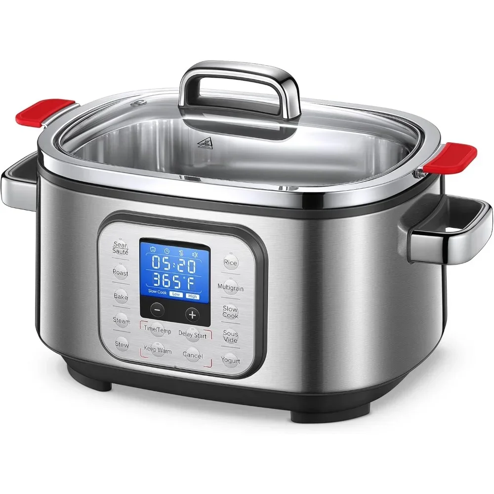 Slow Cooker 6QT with Timer, Inner Pot & Delay Start, Adjustable Temp & Time with LED Display, Slow Cooker