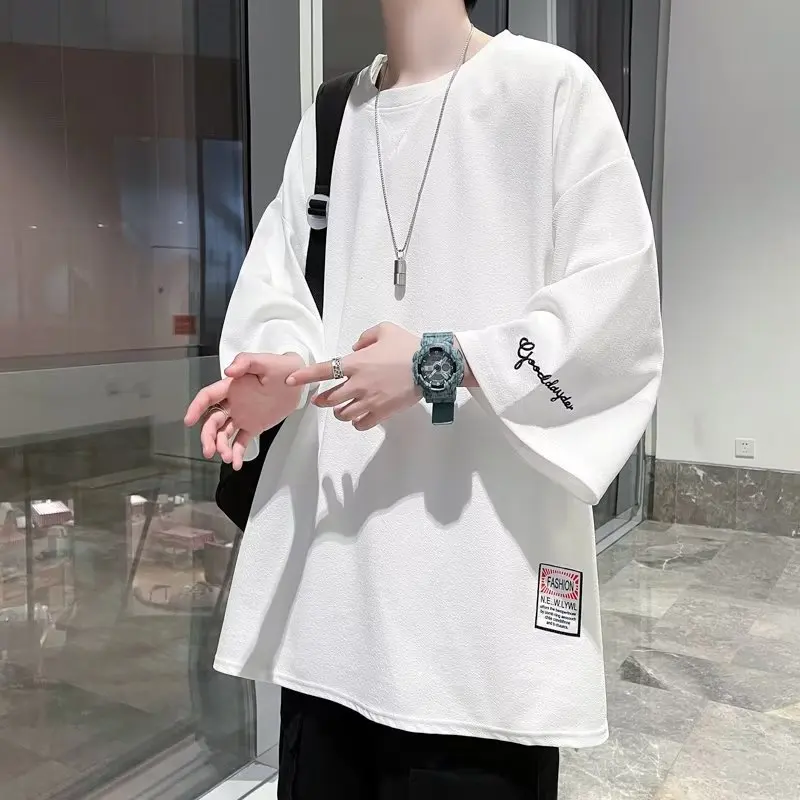 Korean Harajuku Solid Oversized T-shirt for Men Y2k Summer Fashion Loose Casual Short Sleeved Men\'s T-shirt Tops