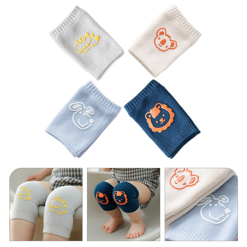 

4Pairs Baby Pads Protector Comfortable Breathable Cartoon Design Baby Crawling Knee Pads Toddler Protection Crawling Protectors