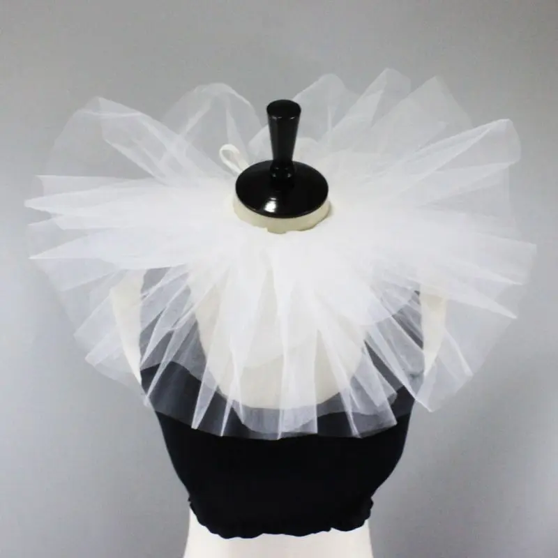 여성 빈티지 메쉬 넥 러프 분리형 Tulle Ruffle Collar 르네상스 빅토리아 할로윈 코스프레 의상 Clown Drop Shipping