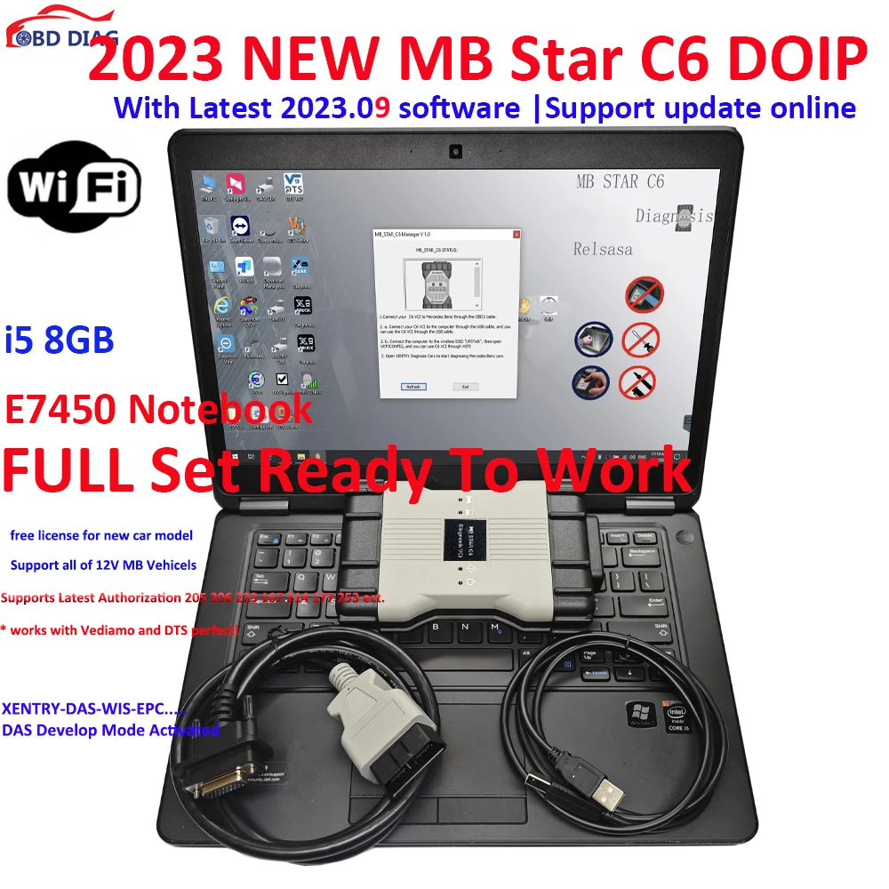 Newest WIFI MB STAR C6 DOIP With 2024.03V MB Star Diagnosis&Programming Tool C6 VCI with E7450 Ready to Use