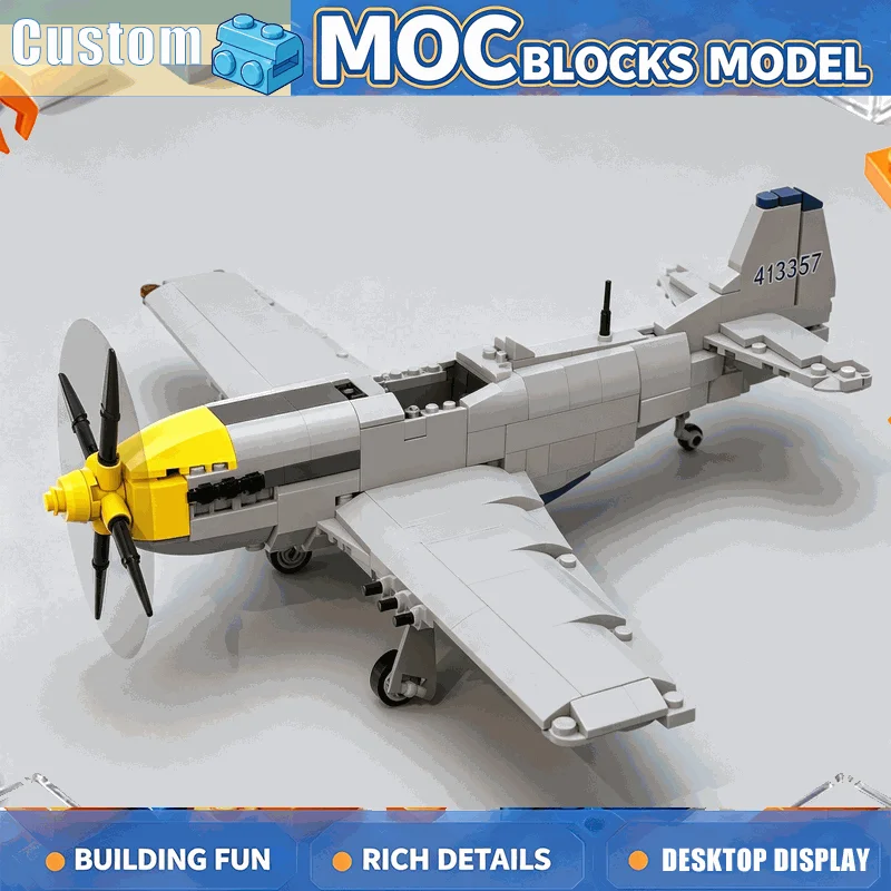 579PCS Vintage Propeller Airplane Building Blocks DIY Assembly Aircraft Model With Rotating Propeller Creative Display Gift Toy
