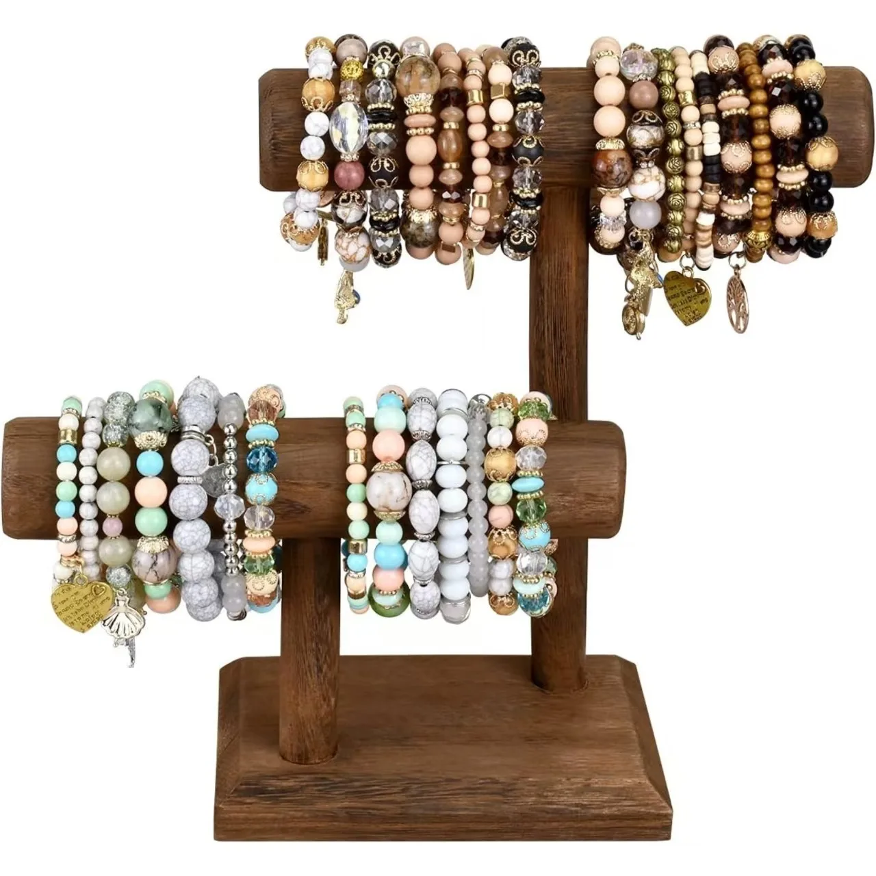 Multi-layer Solid Wood Vintage - Jewelry Display Storage Rack for Bracelet Bead String Home Organizer