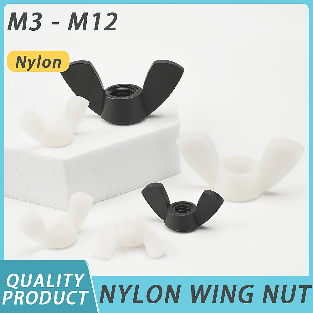 20-100Pcs Nylon Wing Nut M3 M4 M5 M6 M8 M10 M12 Black/White Hand Tighten Thumbnut Butterfly Nut insulation Plastic Thumb nut