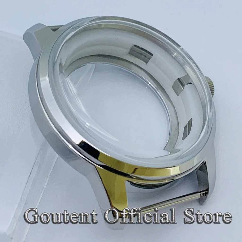 Goutent 40.5mm Silver Bubble Dome Glasss Watch Case Transparent Back Fit NH35 NH36 Automatic Movement Modification Attachment