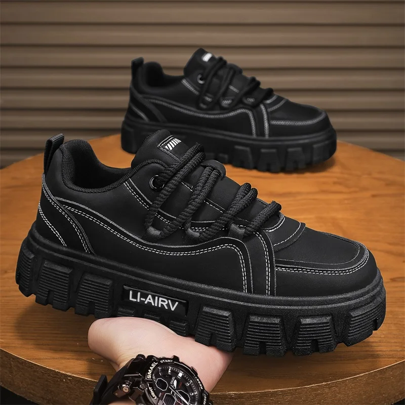 

Черные легкие дышащие противоскользящие кроссовки, осень 2024, новая мужская повседневная обувь, модная и удобная мужская обувь на плоской подошве 7