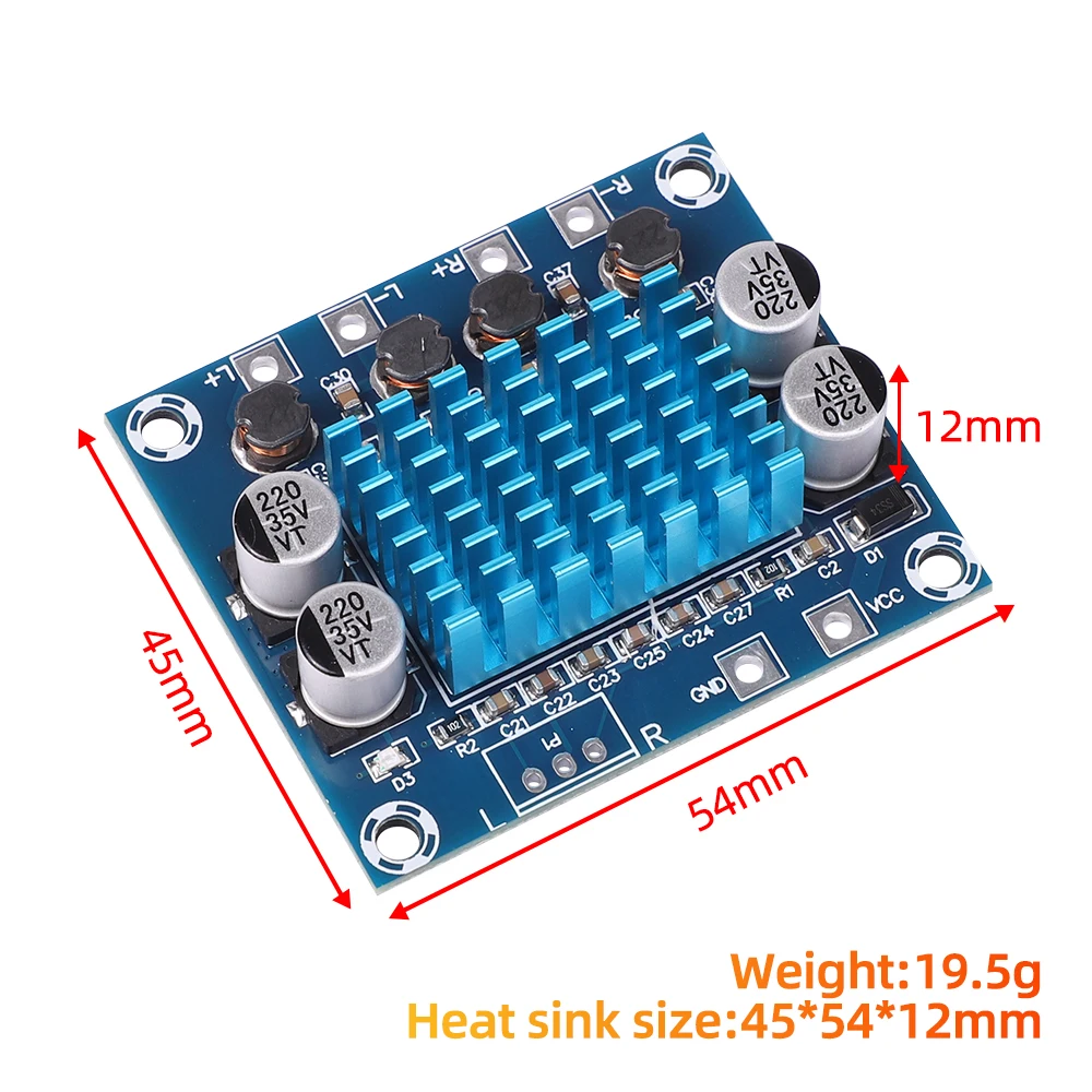 1PCS XH-A232 30W+30W 2.0 Channel Digital Stereo Class D Audio Power Amplifier Board DIY 60W Amplificador Sound Board DC 8-26V 3A