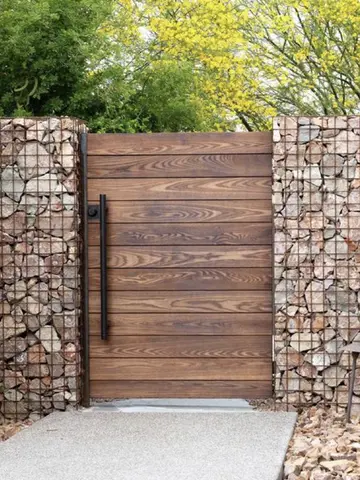자세히 둘러보기 SIXINALU Wood Gaint Gates 여닫이 문 메인 정원 울타리 입구 외부 뒷면 알루미늄 문 홈 장식 사용자 정의 패널