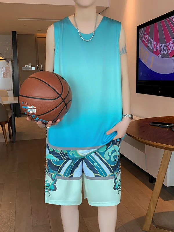 

Комплект спортивной одежды из ледяного шелка: футболка и шорты для мальчиков, быстросохнущий, из 100% полиэстера, новинка 2025 года