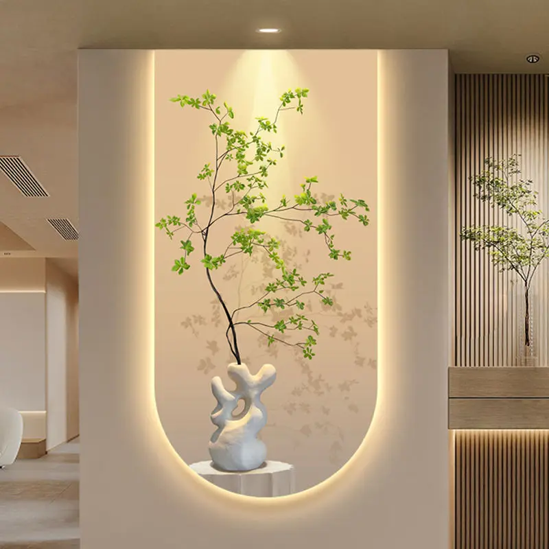 

Decorative Painting High Sense Corridor Aisle Hanging Painting Light Shadow Green Plants Led Lamp Painting Living