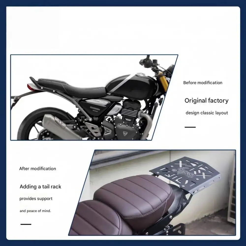 Modified stainless steel rear rack for motorcycles, suitable for Triumph Speed ​​400/400X, tail box bracket accessories.