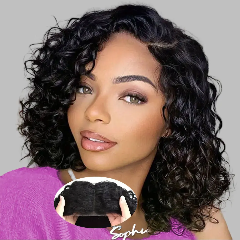

Water Wave Short Bob Wig 250% High Density Glueless 5X5 Human Hair Wig 4x4 HD Lace Front Wig Voluminous Curly Bob for Everyday