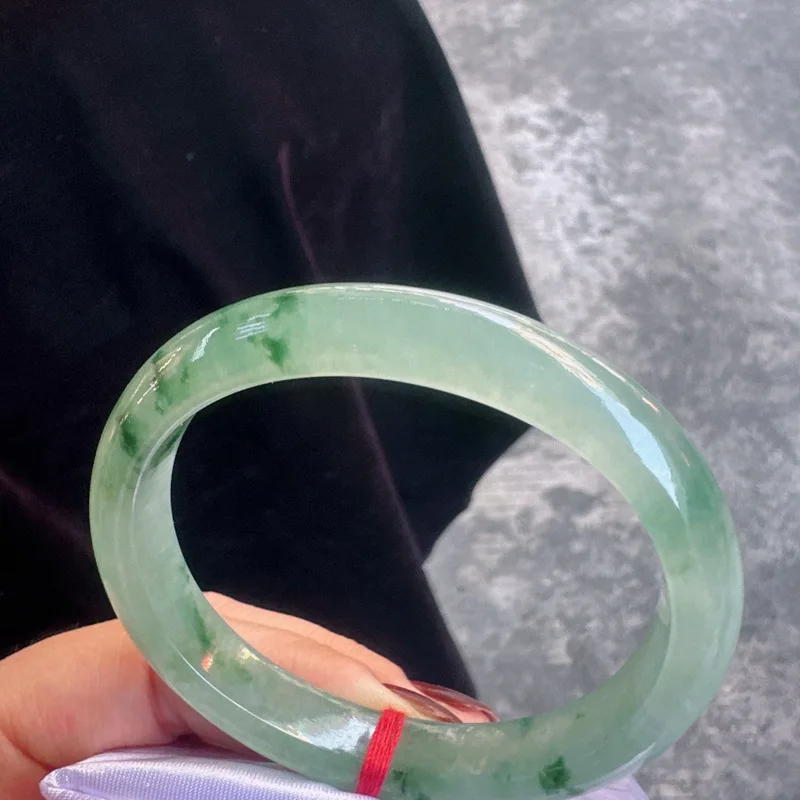 Tiktok Source Natural Myanmar Jade Dian a Ice-like Floating Flowers Imperial Concubine Bracelet