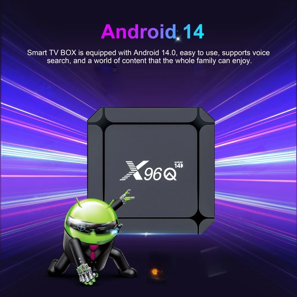 X96Q TV Box Android 14 RK3518 مساعد صوتي مشغل الوسائط لتلفزيون الإنترنت فك التشفير
